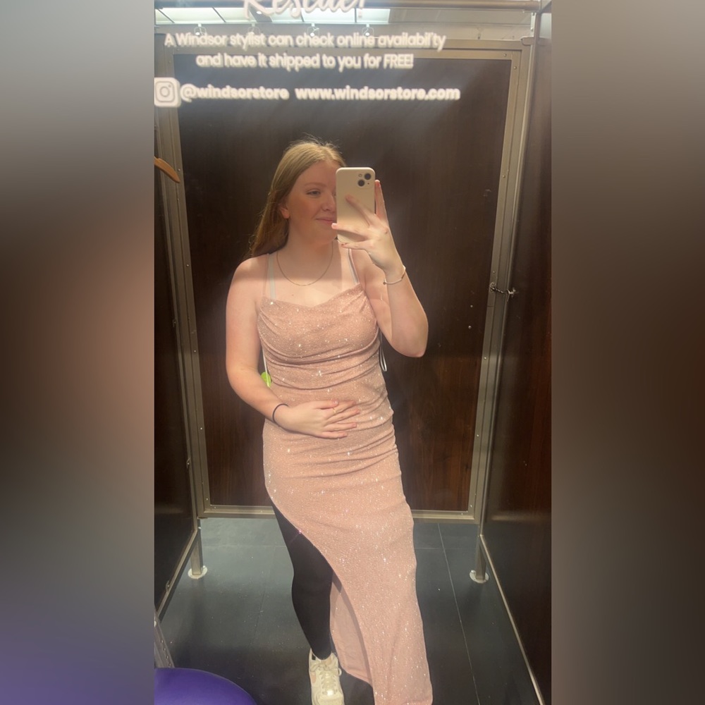 Wisdor prom/ formal pink with sparkles dress size large
